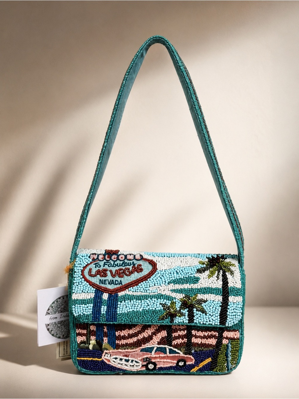 Beaded Las Vegas Scenic Shoulder Bag